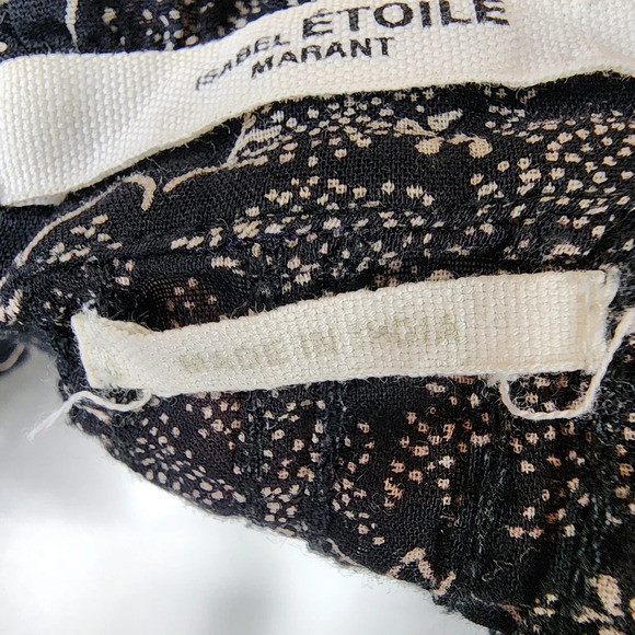 Isabel Marant Etoile Lalia Floral Pintuck Boho Prairie Blouse Black Size 40 - Picture 15 of 16